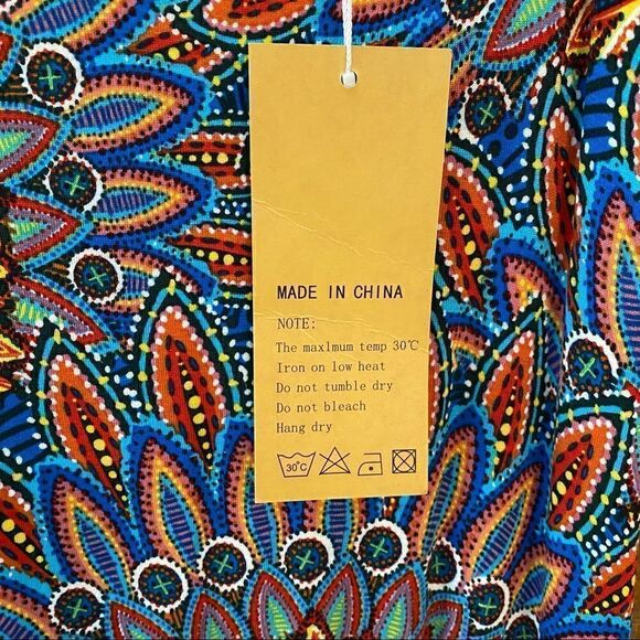 GRECERELLE Sz S NWT Blue Orange BALI Casual Maxi Beach Cover Up Relaxed Dress - Picture 8 of 13